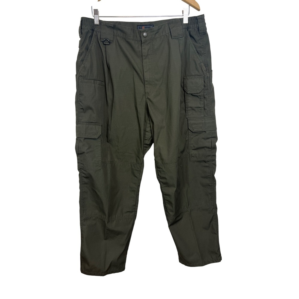 5.11 Tactical Cargo Pants Men 38x30 Green Tactical Ripstop Outdoor Work Pant E14